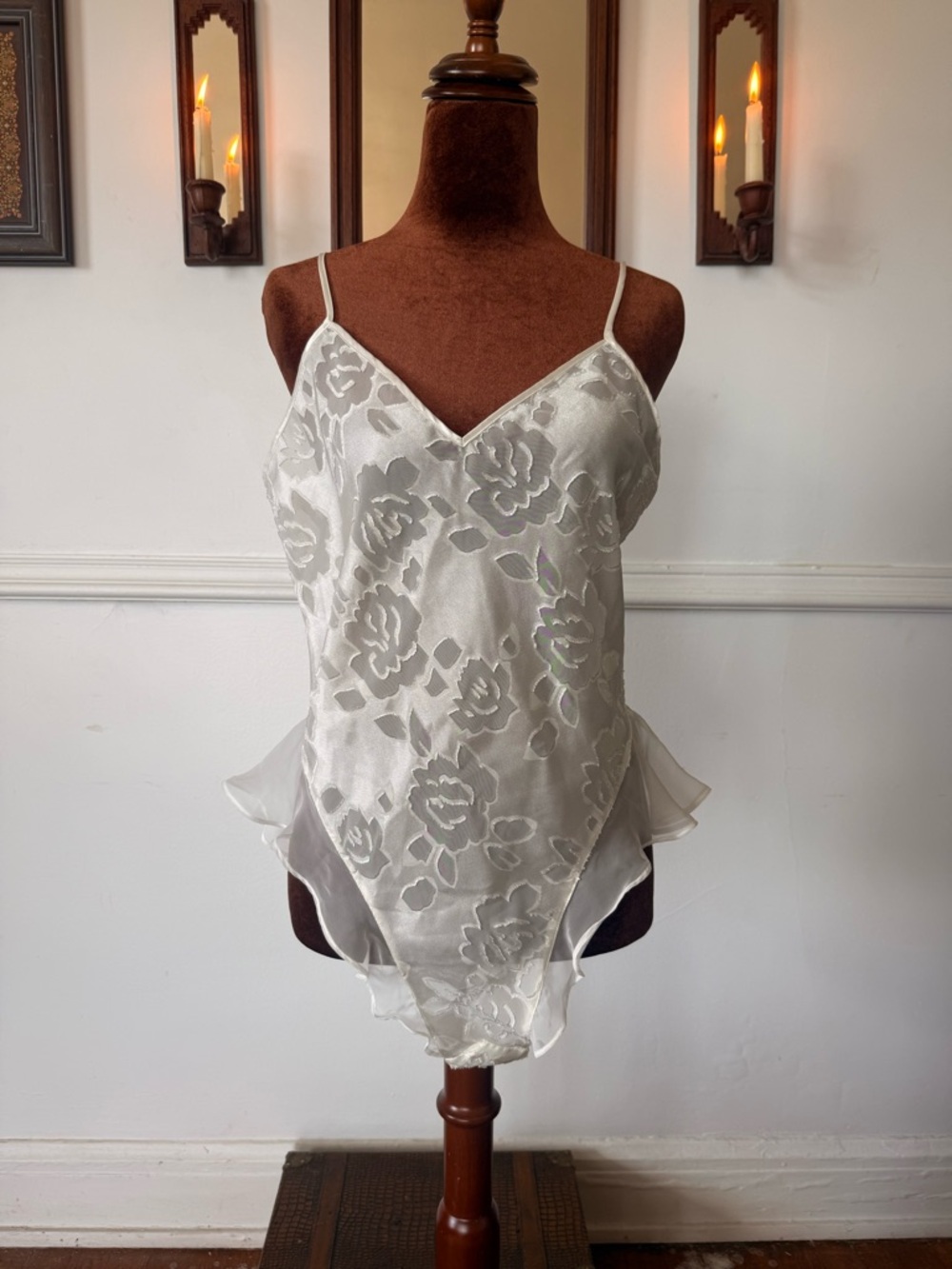 Victoria's Secret Cream Sheer Ruffle Slip